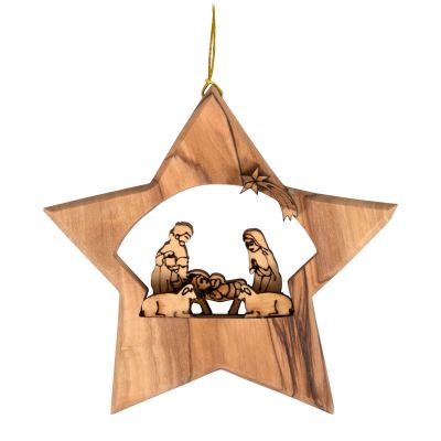 Baumanhänger Olivenholz Stern - Krippe