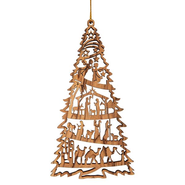 Baumanhänger Olivenholz Geburt Jesu - Tannenbaum