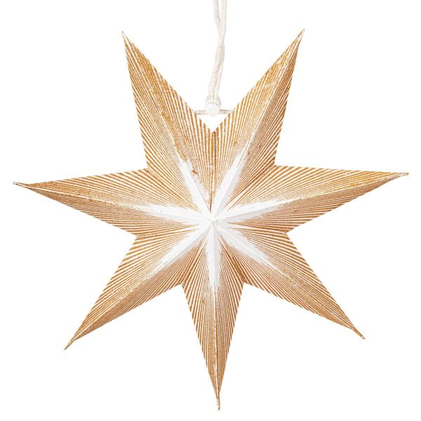 Papier-Stern weiss/gold - 7 Zacken