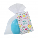 Frohe Ostern - Kerze in Ei-Form (hellblau)