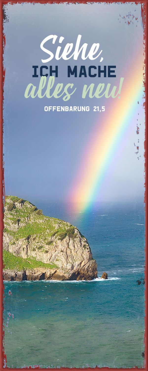 Jahreslosung 2026 - Metallschild lang Regenbogen