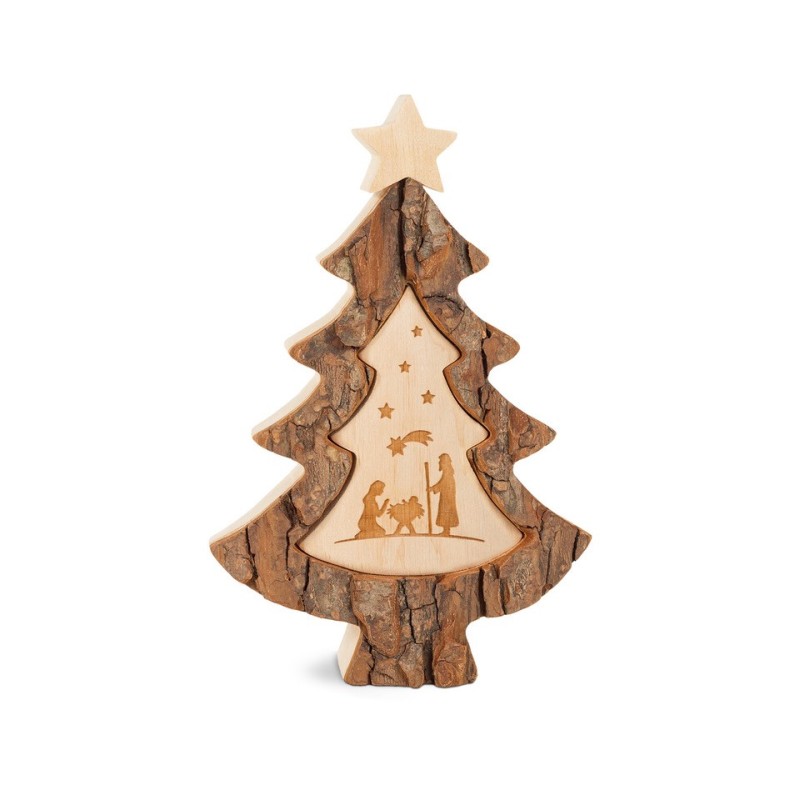 Weihnachtsbaum mit Krippenmotiv - gelasert