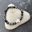Armband Micha mit Kreuz (Achat Urban Black)