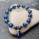 Armband Gilla mit Kreuz und Quaste (Italienische Polarisperlen)