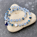 Wickelarmband Elisa mit silberfarbenem Kreuz und Quaste (Kristallperlen)