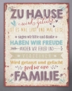 Metallschild groß - Zu Hause - Familienregeln
