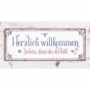 Herzlich willkommen (Metallschild)|34,5 x 14 cm