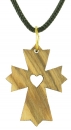 Holzkette: Kreuz mit Herz
