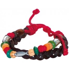Lederarmband Perlen und Fisch