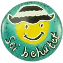 Speckstein-Magnet: Sei behütet - türkis