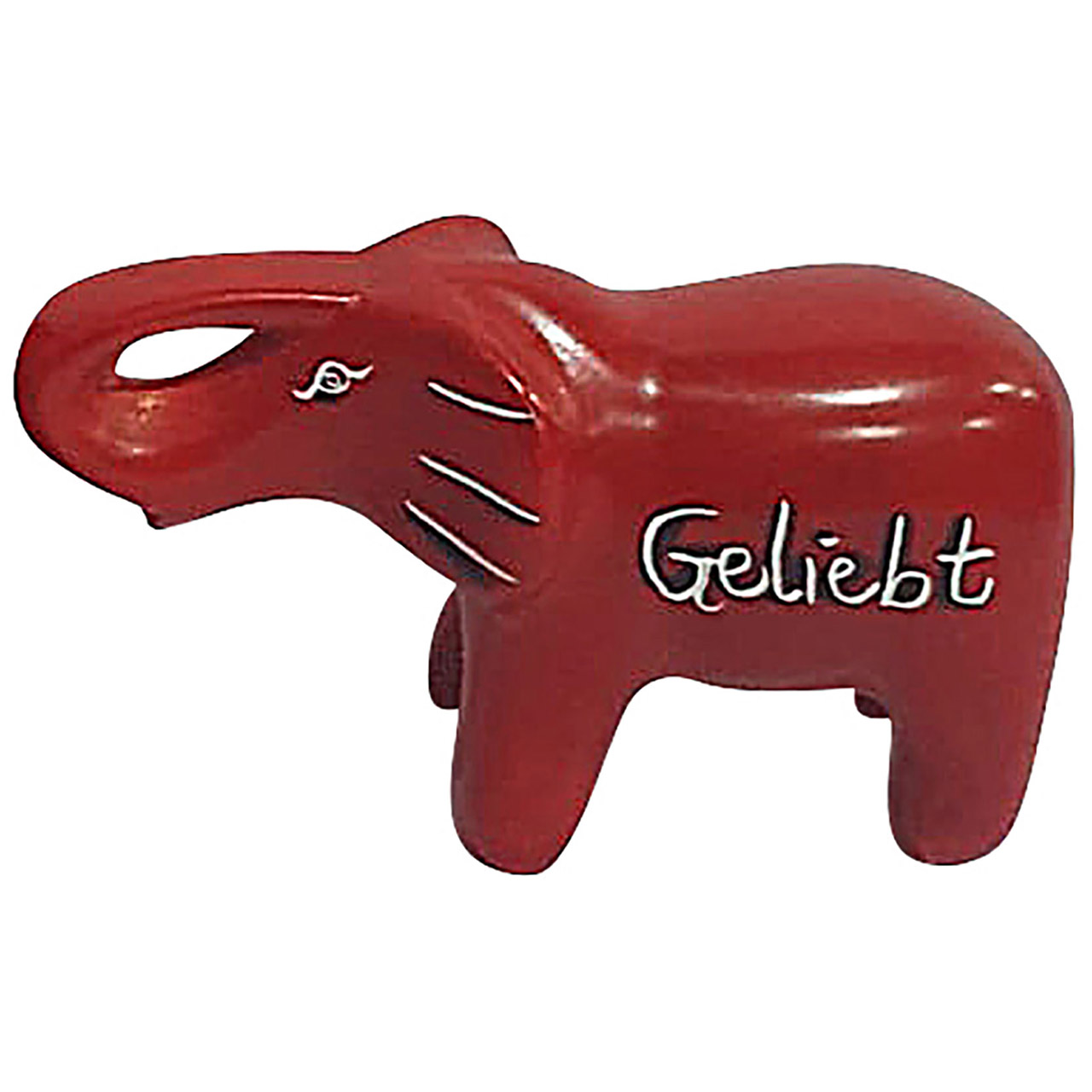 Segens-Elefanten, Speckstein - Rot "Geliebt" 3 cm