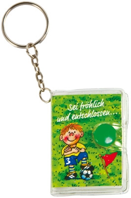 Schlüsselanhänger mini-Notizbuch Sei fröhlich und entschlossen