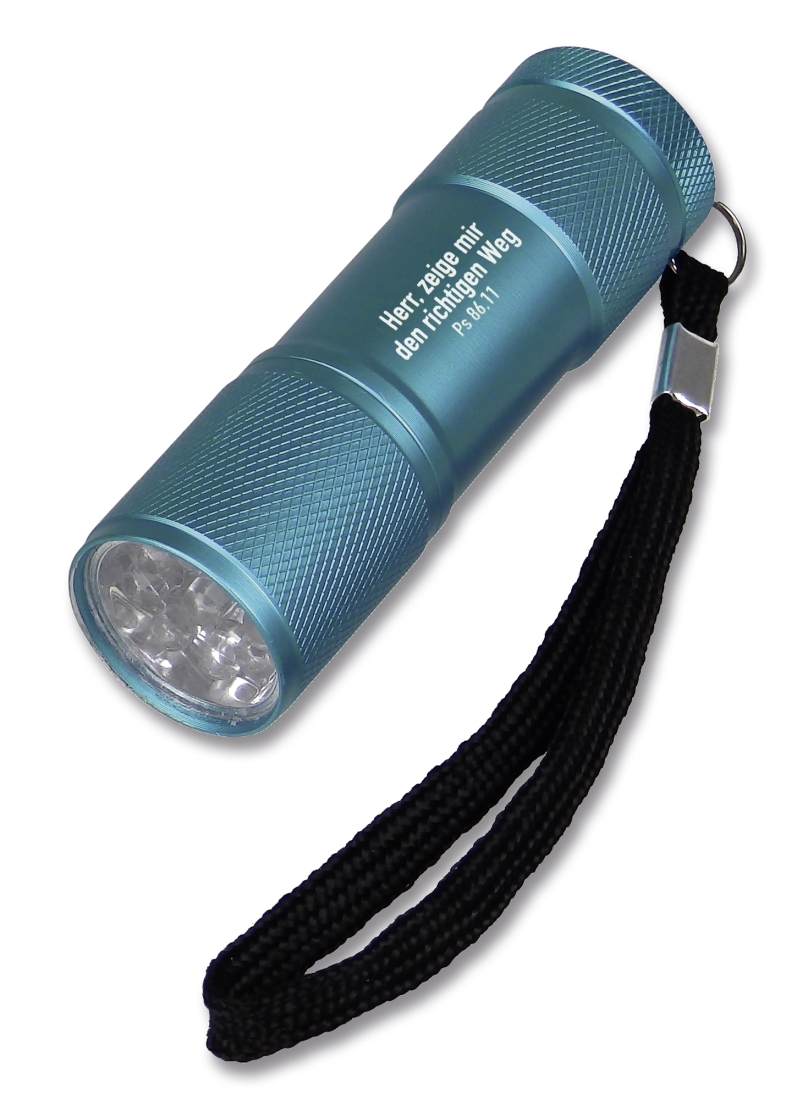 LED-Taschenlampe Herr, zeige mir den richtigen Weg - blau