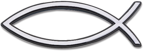 Reliefaufkleber Fisch - 13 cm silber