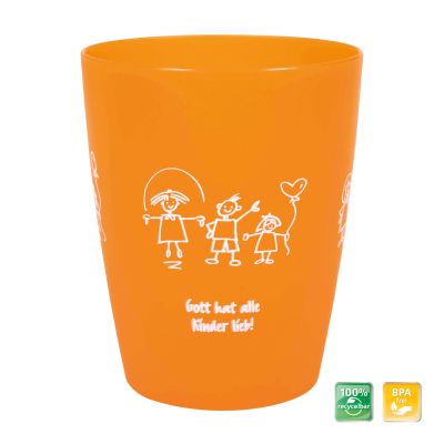Kinderbecher Gott hat alle Kinder lieb - orange