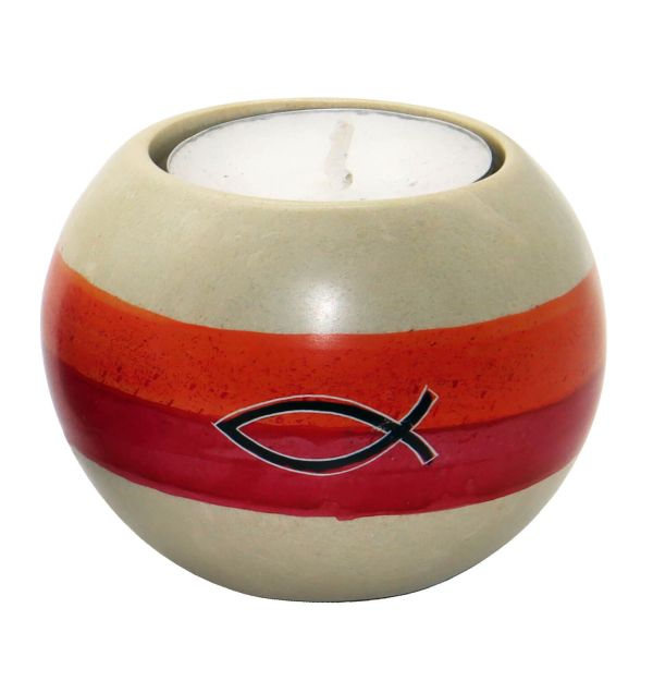 Teelichthalter aus Speckstein Ichthys - rot