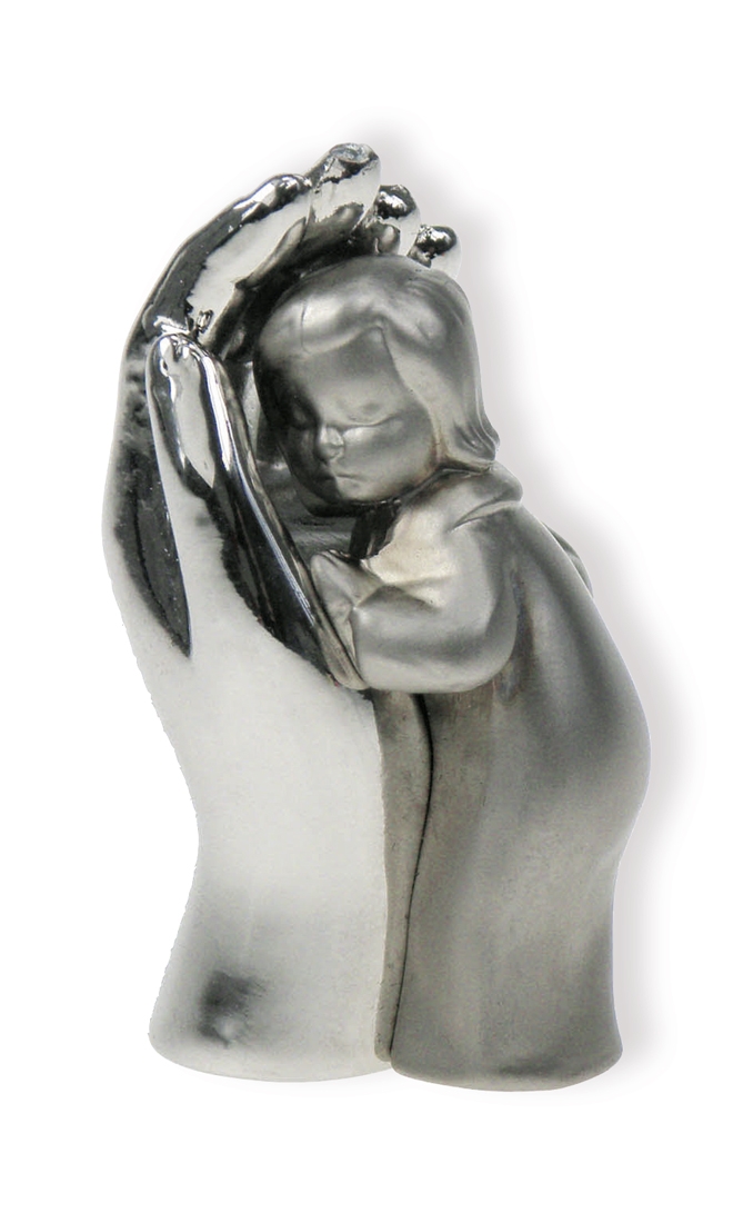 Figur Hand mit Kind - silber