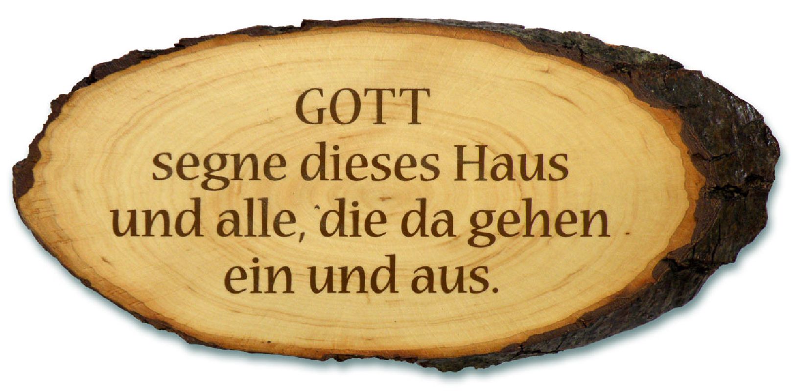 Baumrindenscheibe Gott segne dieses Haus