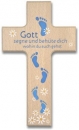 Holzkreuz Gott segne dich blau