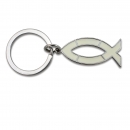 Schlüsselanhänger Ichthys weiß - silber