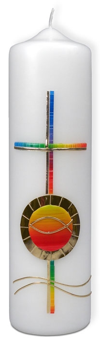 Kerze Kreuz/Ichthys