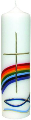 Kerze Regenbogen/Fisch