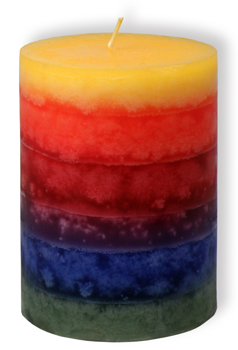 Regenbogenkerze Stumpenform - 10 cm