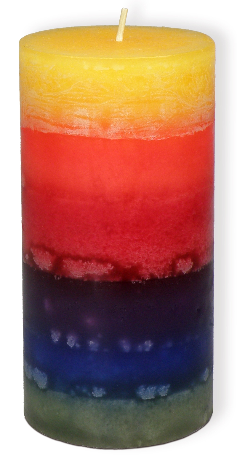 Regenbogenkerze Stumpenform - 15 cm