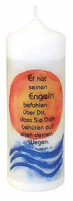 Kerze Er hat seinen Engeln befohlen