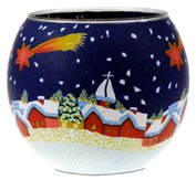 Leuchtglas Schneelandschaft - 8 cm