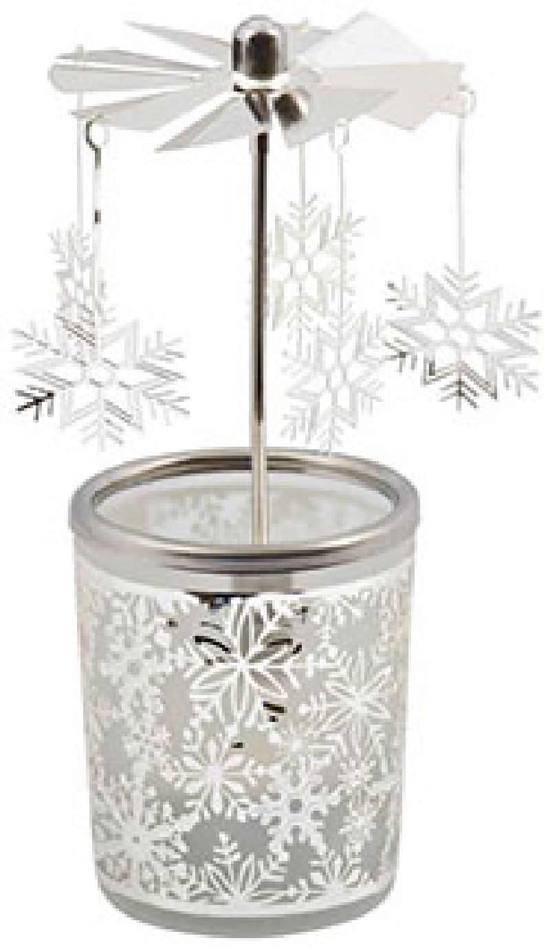 Glas-Windlicht mit Karussell Schneeflocke