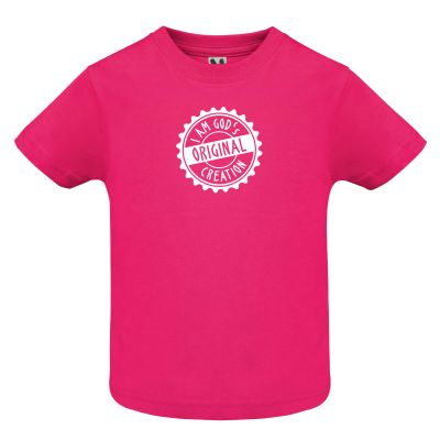 Baby-Shirt I am God ` s original.. Gr 80-85 - pink