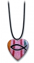 Halskette Speckstein Herz mit Ichthys - rosa