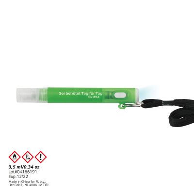 Lanyard mit Handsprühflasche Sei behütet... - grün