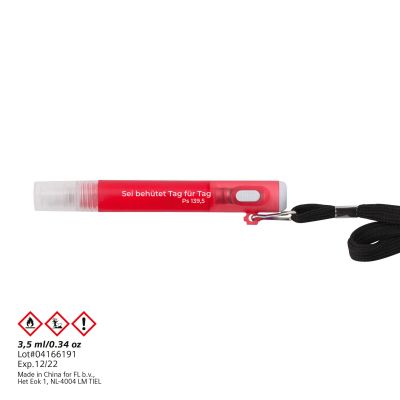 Lanyard mit Handsprühflasche Sei behütet... - rot