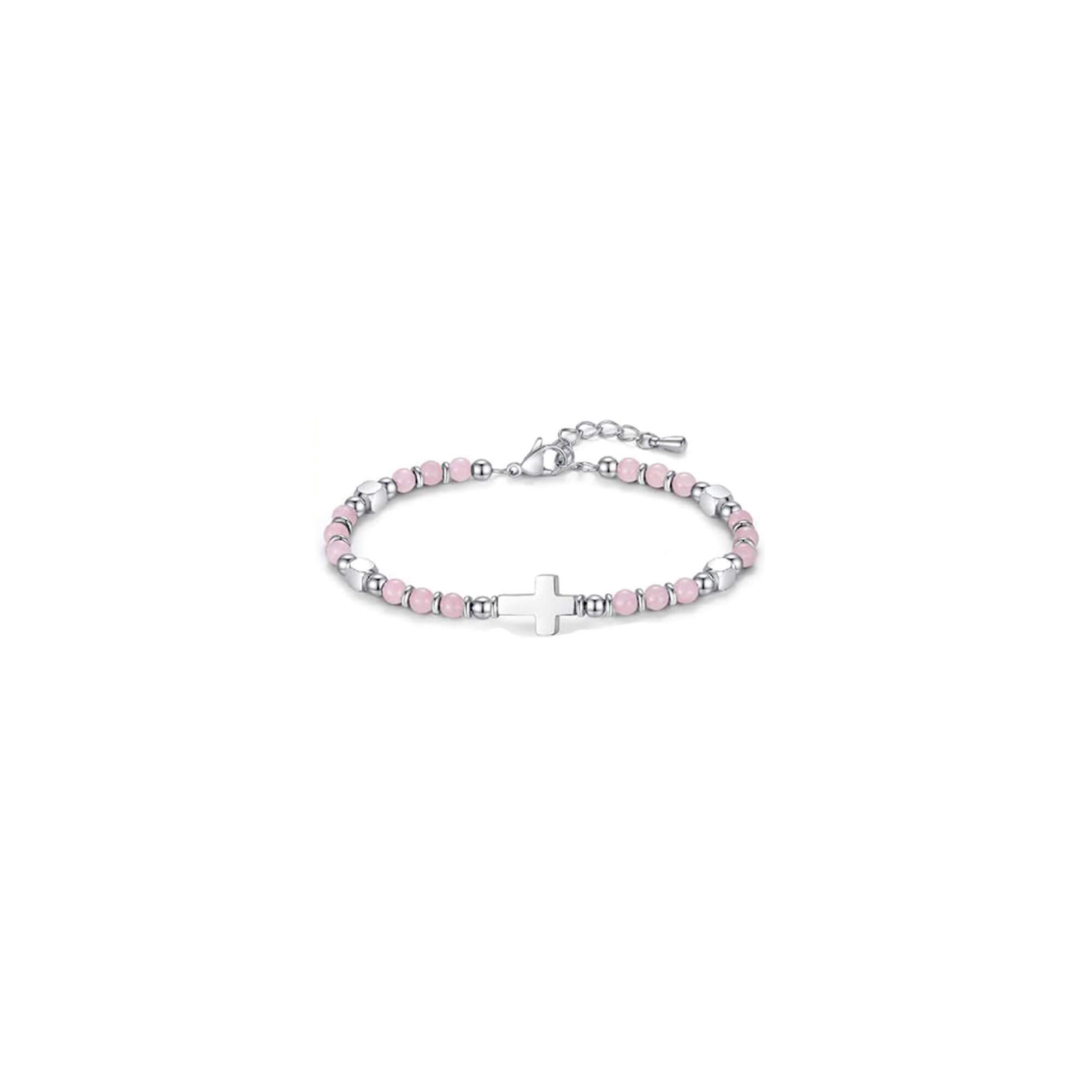Perlenarmband "Kreuz" - rosa