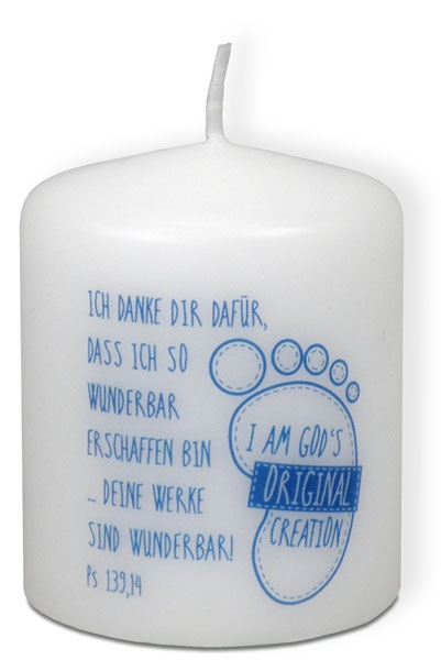Kerze I am God ` s original - blau