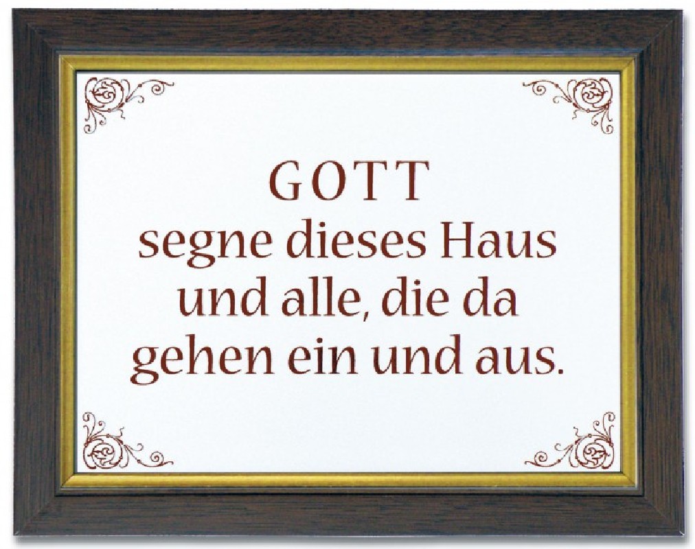 Keramikfliese Gott segne ... - Holzrahmen Eiche
