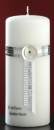 In stillem Gedenken - Trauerkerze - von Hand verziert|Höhe 20,5 cm Durchmesser 8 cm schneeweiss