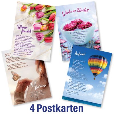 Postkartenserie: Mutmacher - gemischte Motive 4 Stk.