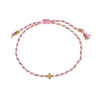 Armband Textil geflochtenKreuz - pink