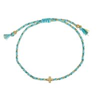 Armband Textil geflochtenKreuz - türkis
