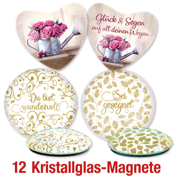 12 Kristallglas-Magnete