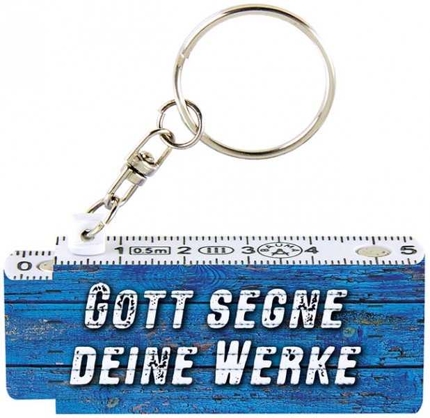 Mini-Zollstock "Gott segne deine Werke"|Mini-Zollstock mit Schlüsselanhänger