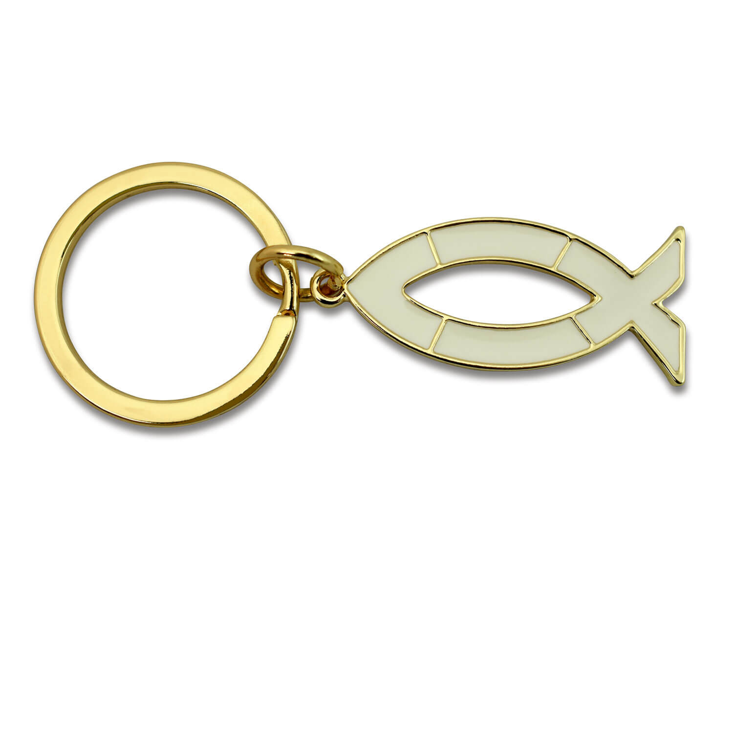 Schlüsselanhänger Ichthys weiß - gold