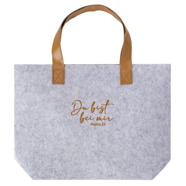 Einkaufstasche Filz Du bist bei mir - hellgrau