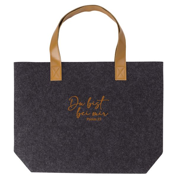 Einkaufstasche Filz Du bist bei mir - dunkelgrau