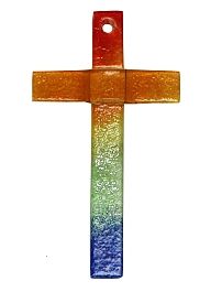 Glaskreuz A Regenbogenmotiv  2cm breit 16x9cm 