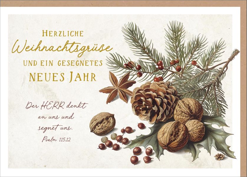 Faltkarte Herzliche Weihnachtsgrüße - Tannenzweig