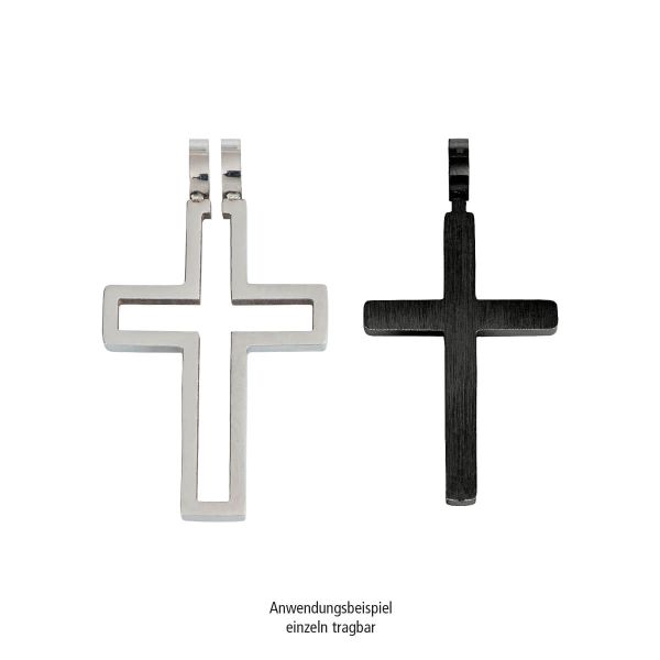 Anhänger Edelstahlkreuz - schwarz